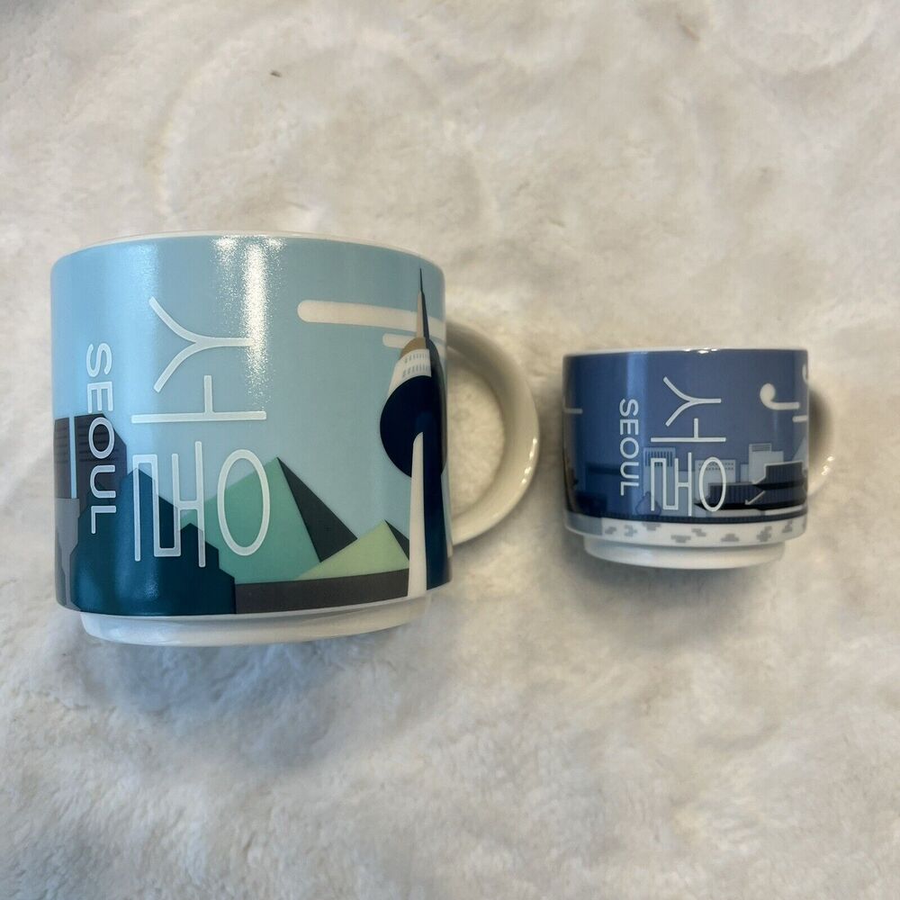 Starbucks 2016 Seoul South Korea Coffee‎ Mug 14 oz/3 oz cup set